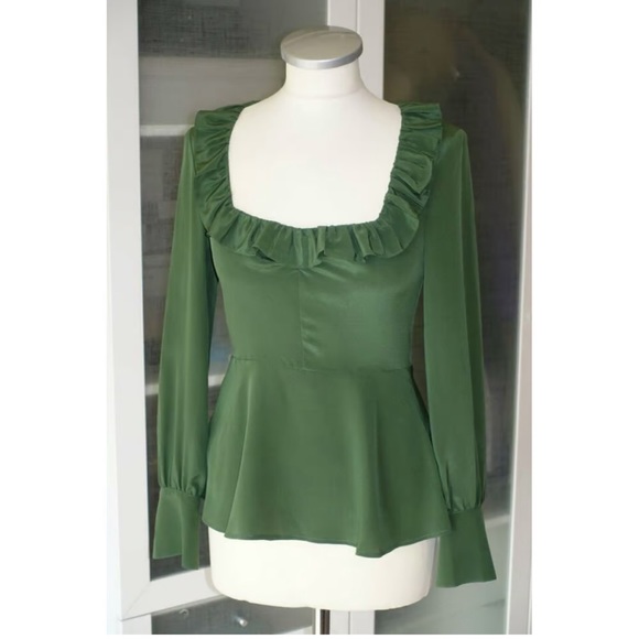 Alexa Chung emerald green silk blouse - Picture 8 of 10